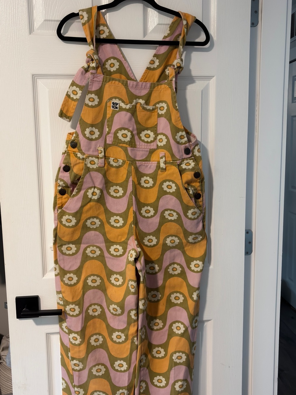 Lucy & Yak Mustard, Olive & Pink Floral Wave Overalls